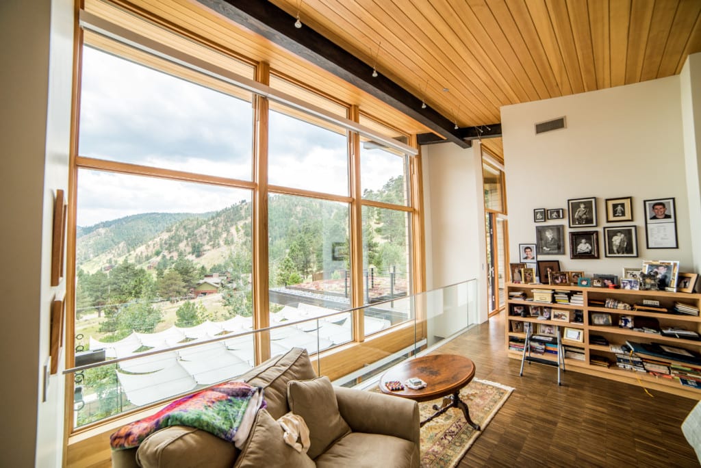 View from master bedroom at energy efficient Boulder home