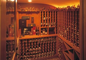 Custom wine cellar in ranch home