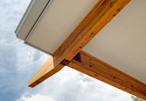 Corner detail on modern home roof