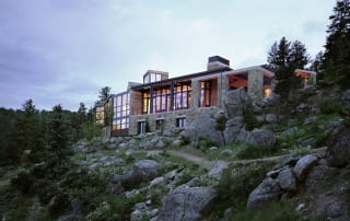 Sunshine Canyon custom home exterior with landscape