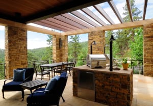 Sunshine Canyon custom home patio with terrace