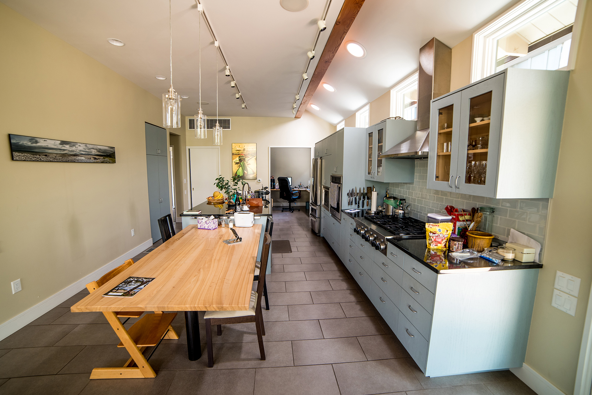 Modern Boulder Home spacious contemporary kithcen with custom table