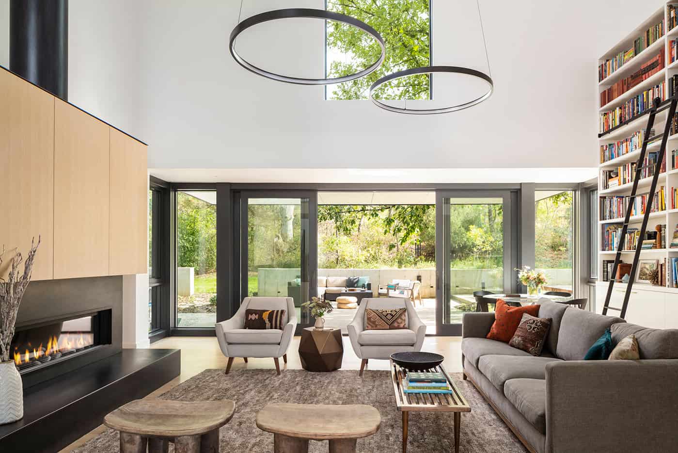 Modern living room in Boulder custom home by Cottonwood Custom Builders